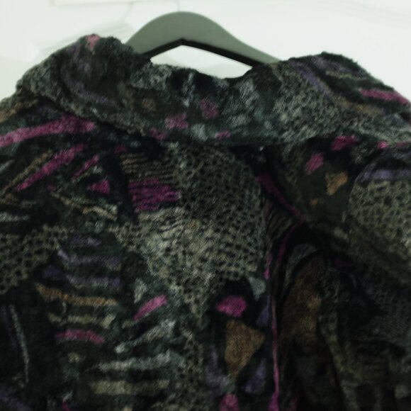 COPY - Sirbain Abstract Print Faux Fur Coat Size XSP Artistic Winter Elegance - Picture 4 of 12